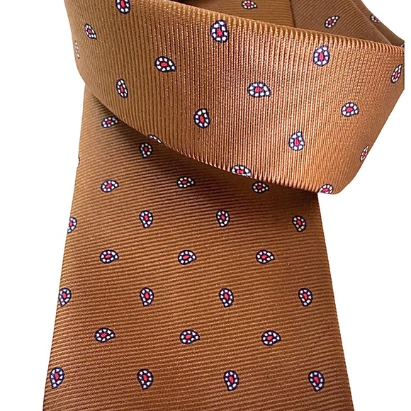 POLO RALPH LAUREN MEN’S VINTAGE BROWN SILK TIE, MADE IN ENGLAND - Picture 10 of 11